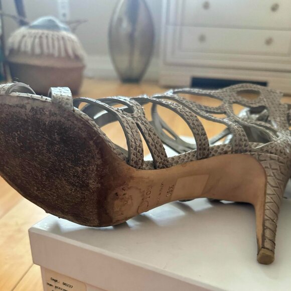 DIOR Paradis Python Embossed Leather Sandals Heels 39.5 - Picture 4 of 6